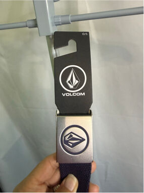 Men's Volcom Circle Web Belt One Size dark purple Silver buckle